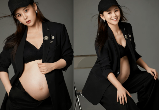 李小萌|李小萌晒二胎性感孕肚照！穿高跟鞋肚子大如球，老公贴身拥抱好恩爱