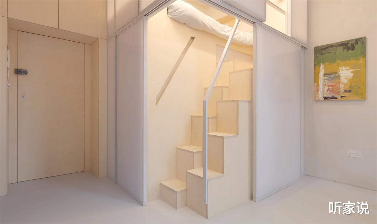 他翻新29㎡蜗居：拆掉隔断做全开放空间，利用3米4层高做夹层卧室