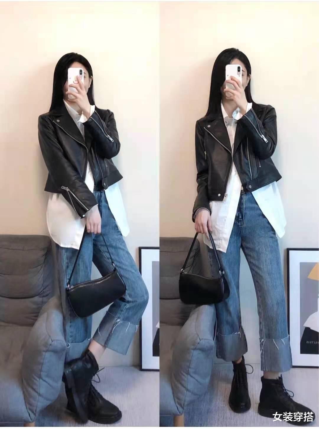 女装穿搭|短款皮衣怎么搭配下装才好看