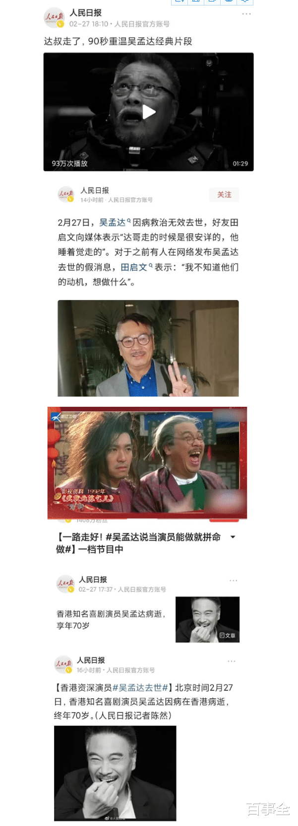 景甜|2021年才过3个月，就已有5位老戏骨离世，吴孟达最让人惋惜