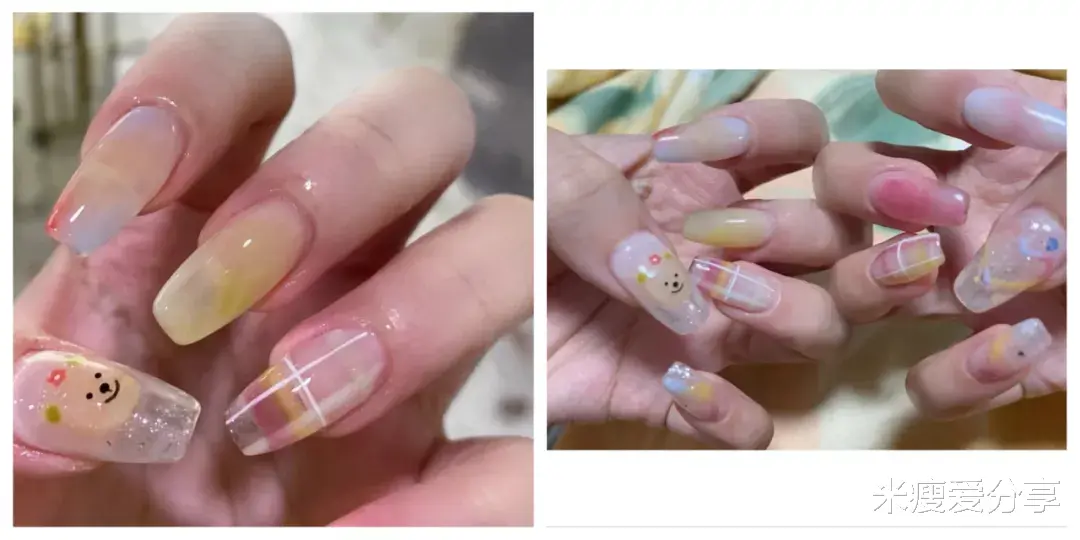 长寿|夏日漫画感透色美甲，色彩搭配很清爽，谁见谁不爱呢？
