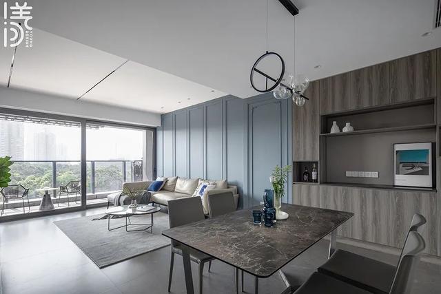 125㎡现代高级范,低调简洁灰蓝配,华丽大气高级美