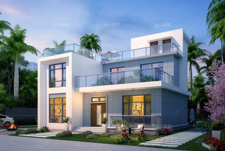 3款平屋顶农村别墅,有阳光房,带凉亭,施工简单