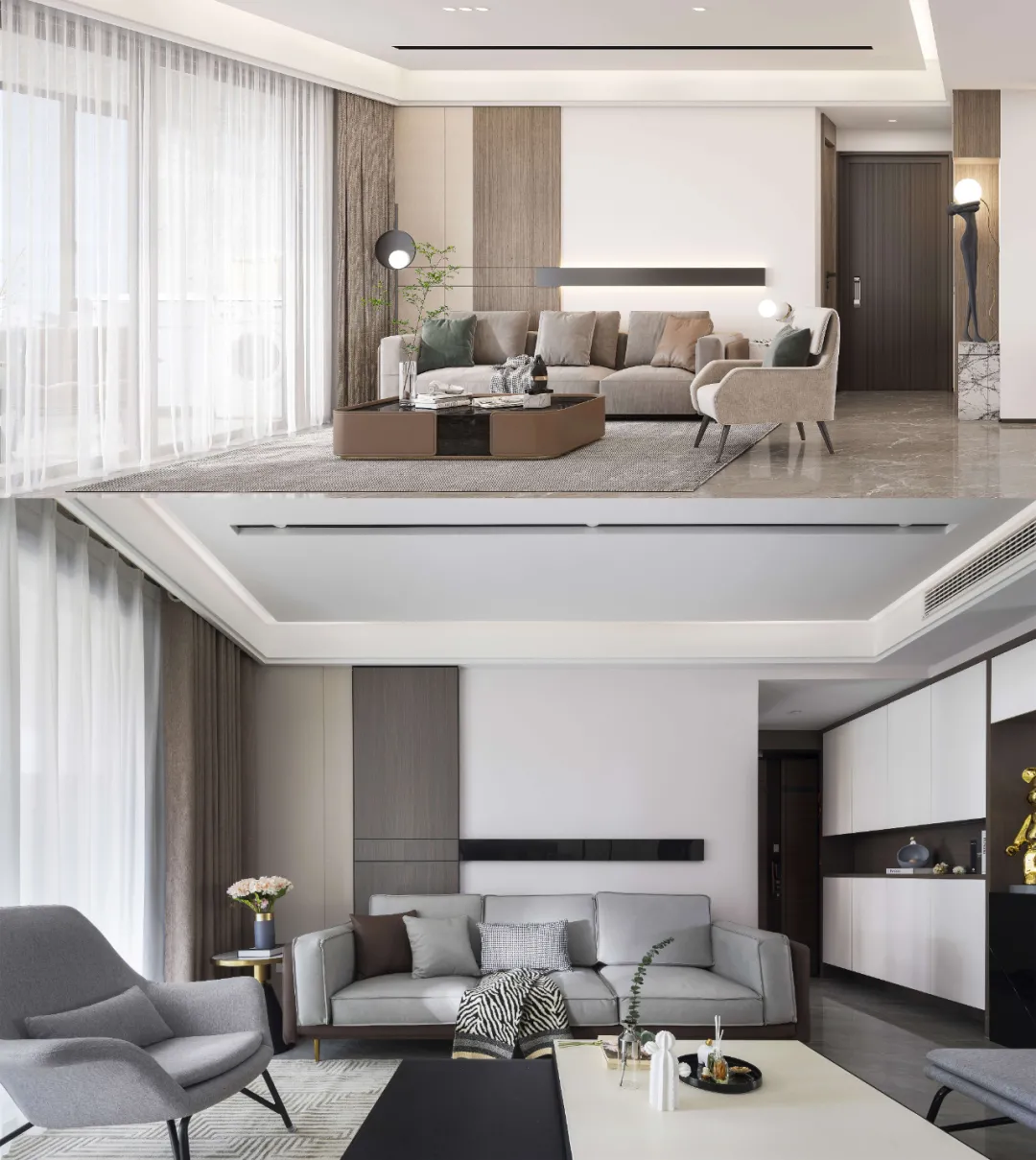 设计师|148㎡现代轻奢风,黑白灰咖的高级精致生活!