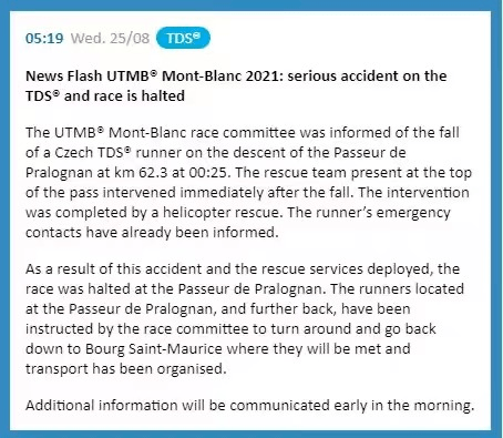 utmb|逝者安息！UTMB越野赛TDS组捷克失足坠落选手不幸遇难