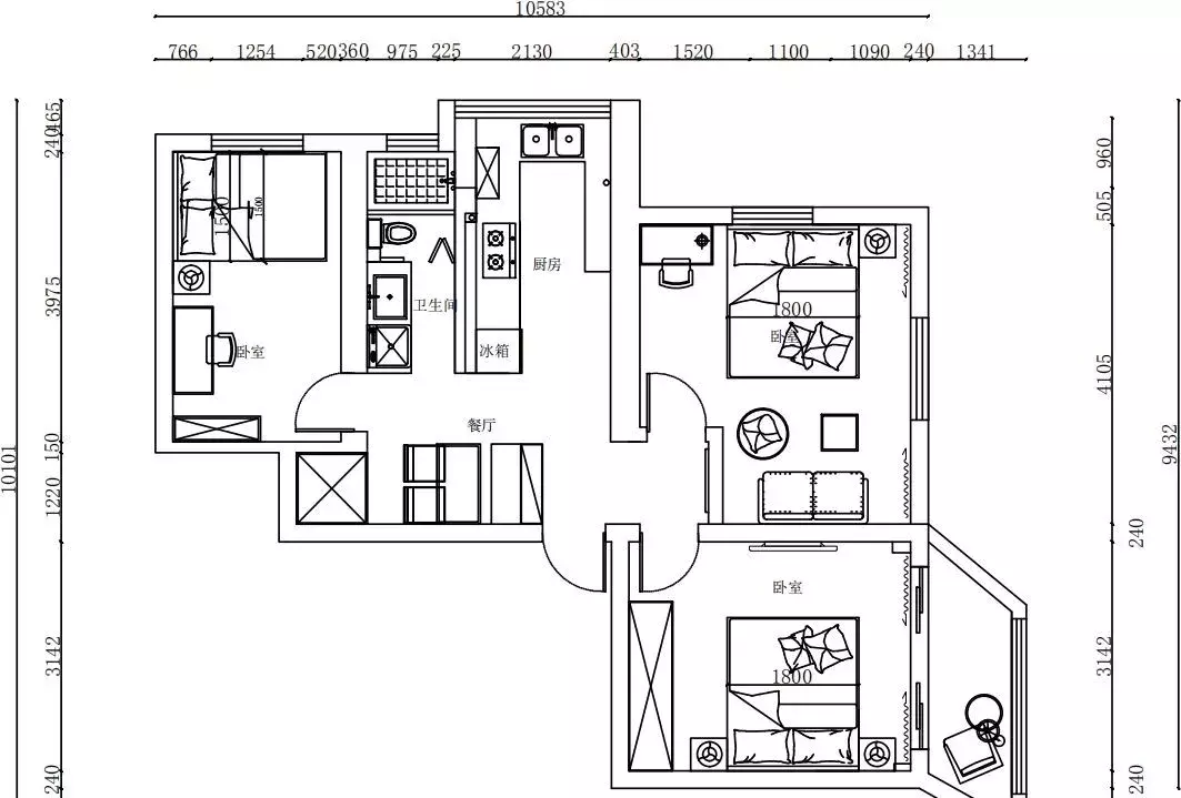 70平老房翻新,客厅装进卧室,华丽变身精致复古小三居