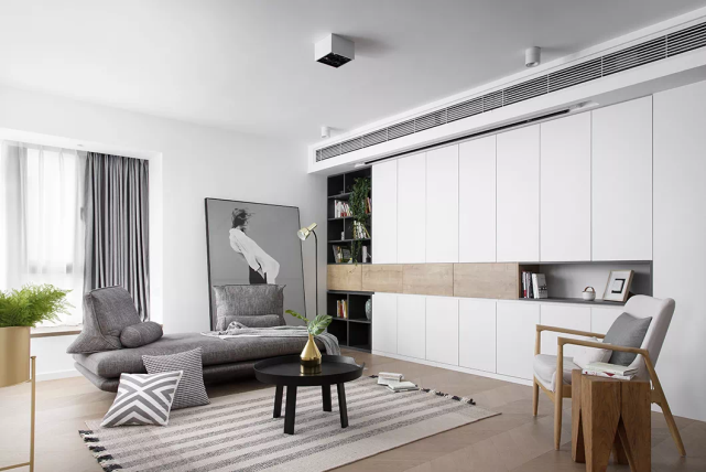 112平现代风二居室，次卧是墙储物柜