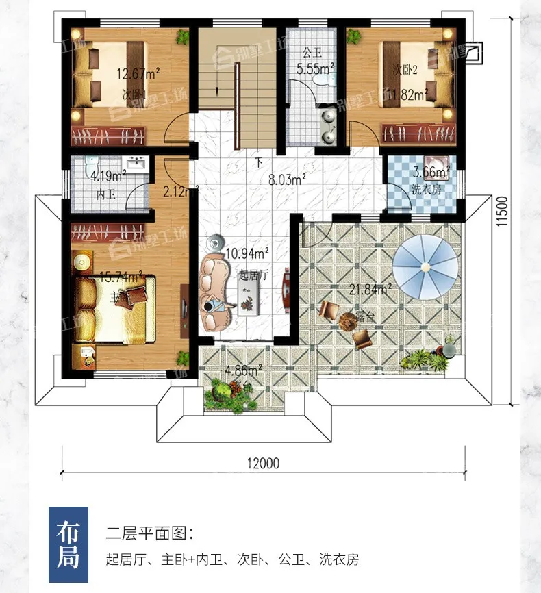 老年小妙招|占地12X12，自带玄关二层别墅！豪华气派扑面而来
