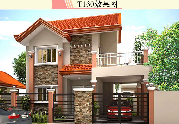 别墅|农村2层别墅这样建才算美，平面布局舒适，院子里还能停车喝茶