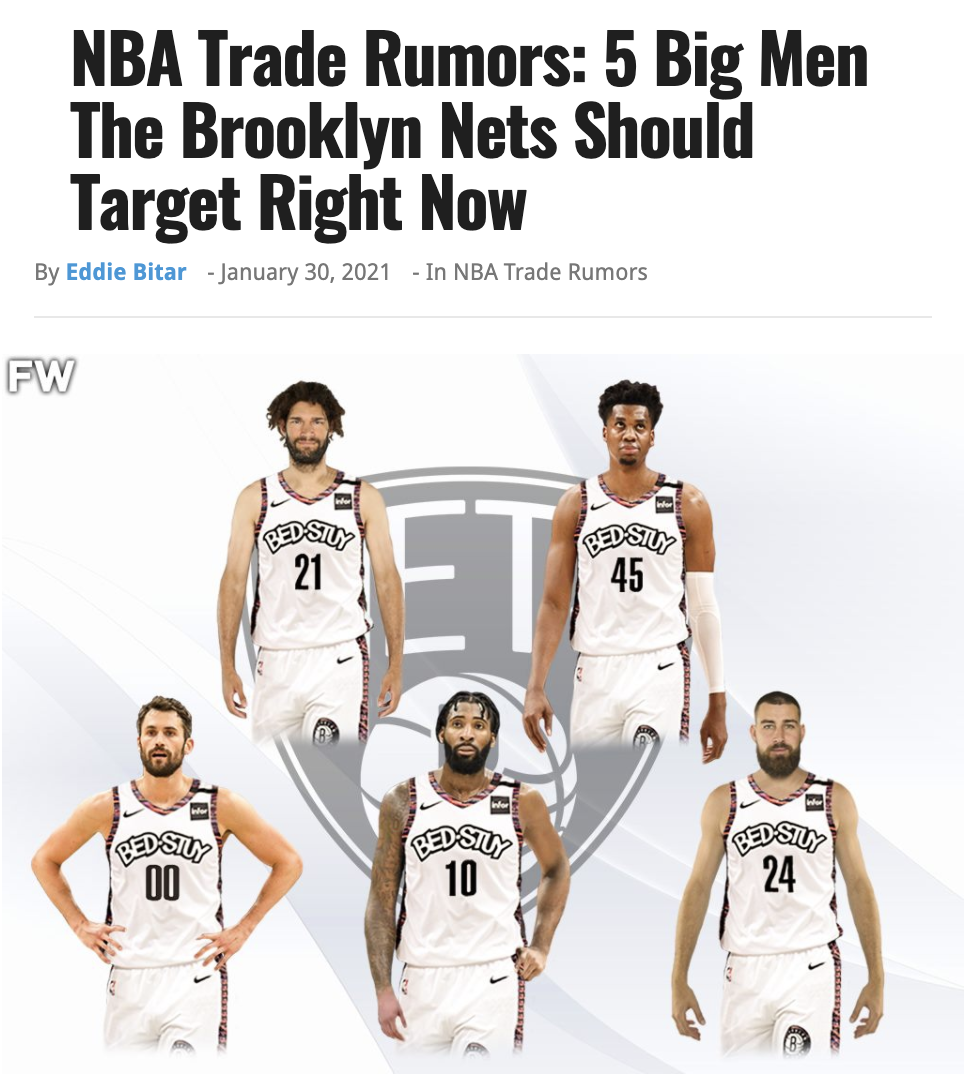 篮网队|篮网一夜3消息！哈登出战成疑，香波特加盟，美媒建议还可追5人