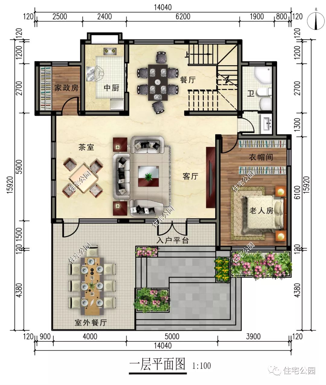 14×11米现代别墅,限高设计+朝南卧室,农村建房新趋势
