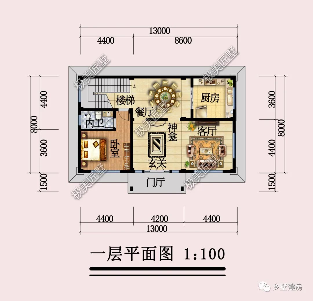 别墅|13米×8米，占地百来平，三层坡屋顶别墅这样建准没错