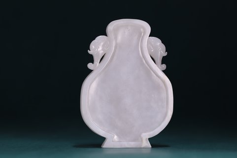 |回流 和田玉太平有象砚台一对