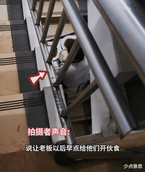 女子吃太饱在楼梯间休息,发现服务员楼底偷吃,“她可能太饿了”