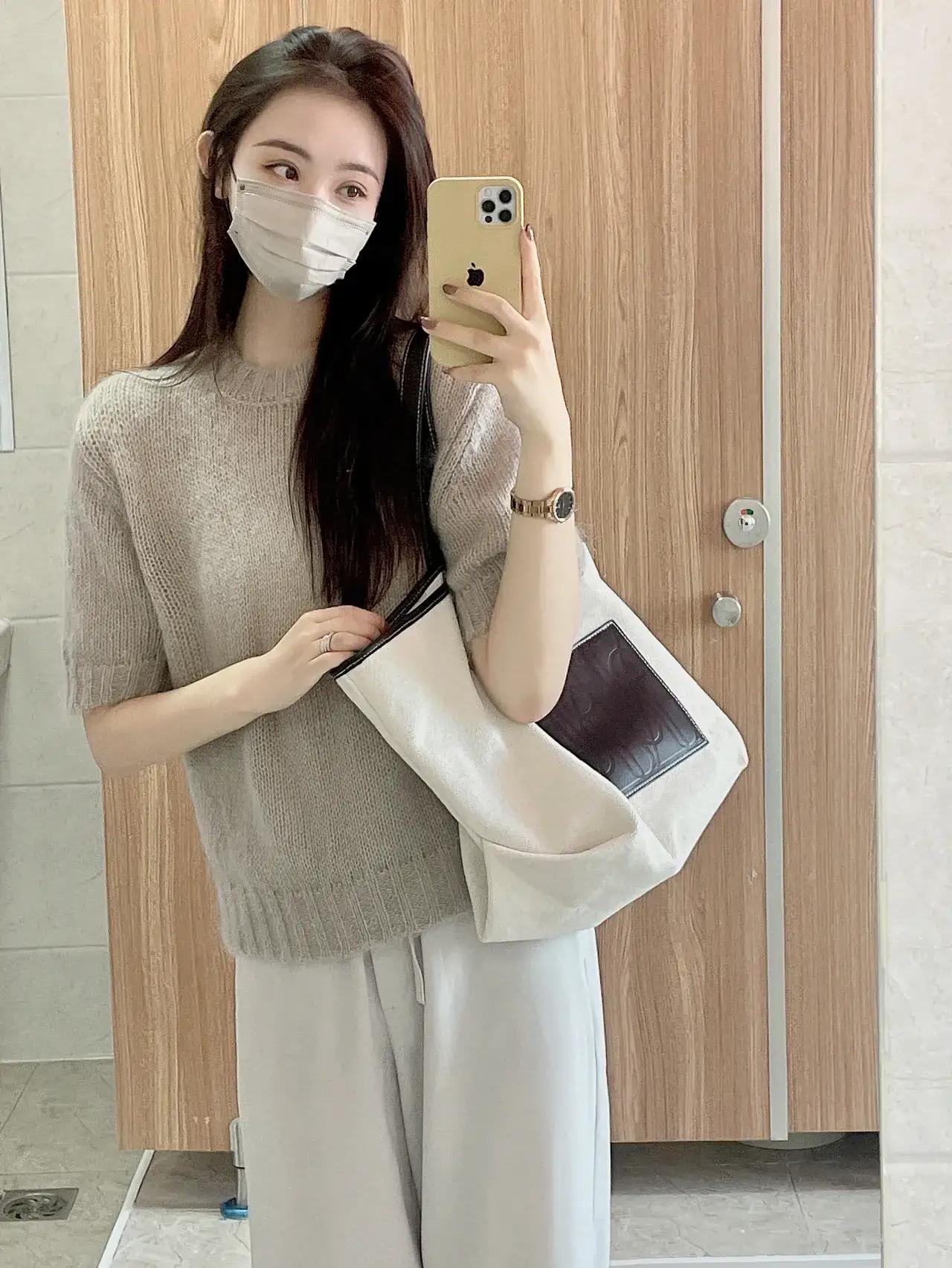 27君|毛衣小短袖配上烟筒裤，精致又有慵懒风格！