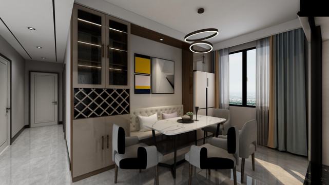 山东省|128平黑白灰现代三居室,硬朗成熟,也不失优雅情调