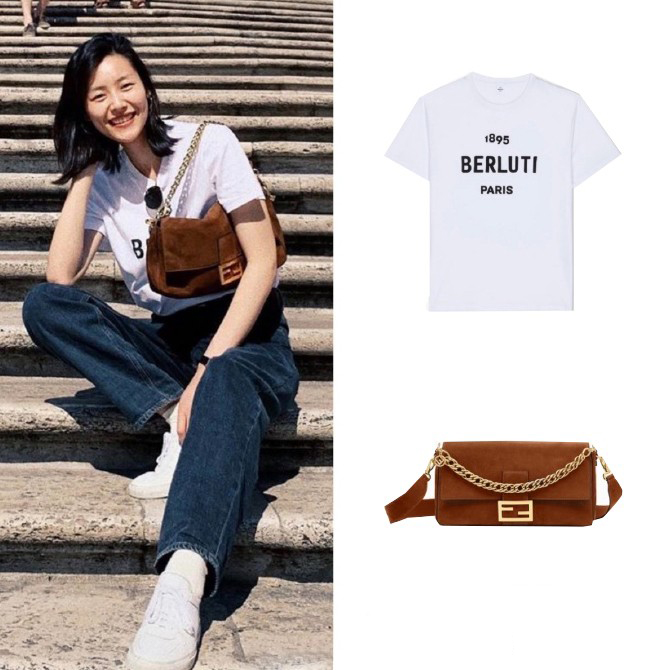 混搭时尚Anna|33岁刘雯终于奢侈一回,穿4000T恤去罗马旅游,这打扮真是超模