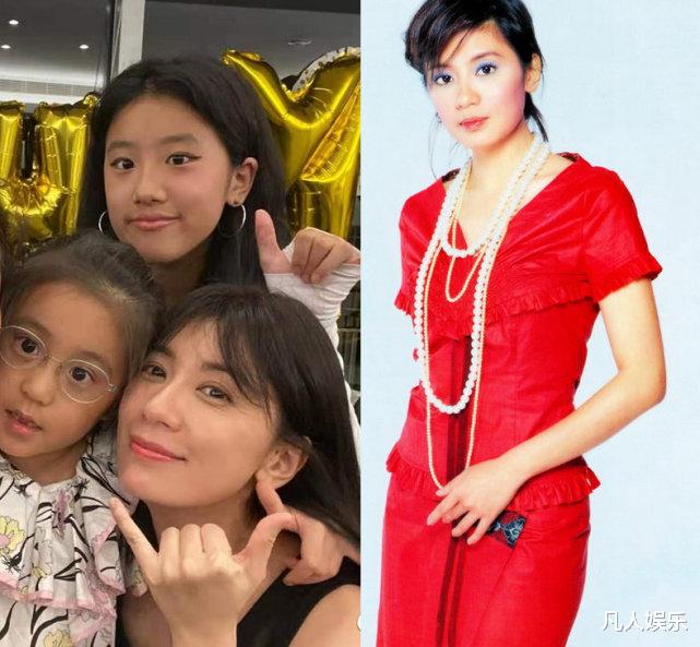 贾静雯|贾静雯大女儿美到认不出，容貌似母亲年轻时，与继父继母关系都好