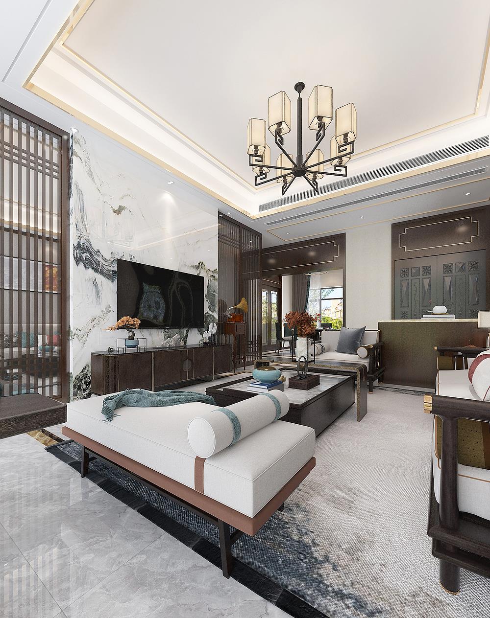 新帝雅|这套202平米的复式楼,装了新中式风之后,大气、韵味还很有意境