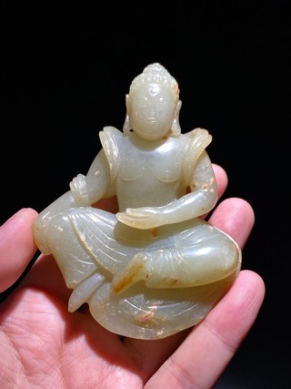 和田玉籽料|宋  和田玉籽料 释迦摩尼 玉佛 摆件 把件