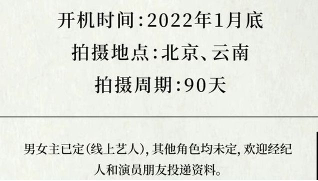 肖战|肖战新剧角色曝光，搭档实力派演员苗苗，明年一月开机