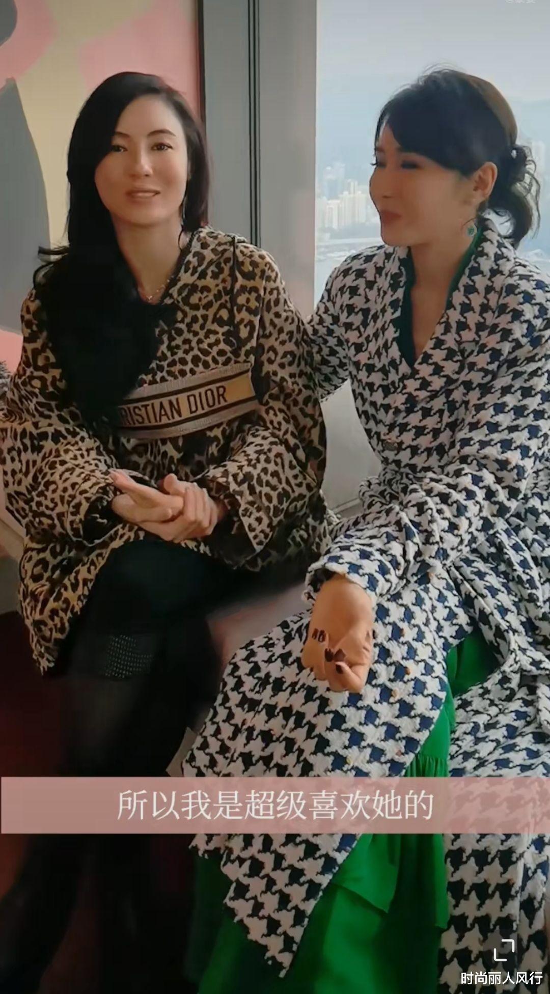 黎姿|张柏芝黎姿罕见世纪大同框！张柏芝惨输50岁黎姿，穿豹纹更显老