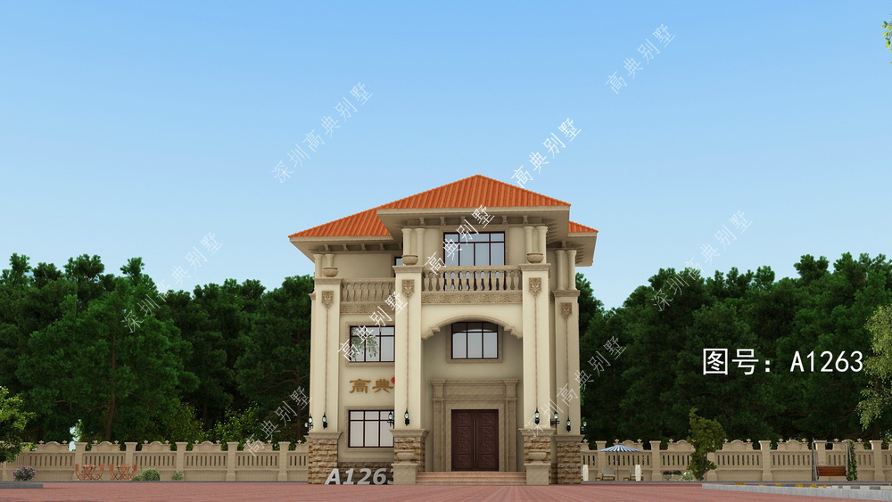 |这款欧式别墅，外观到房屋布局，是否是您心中最理想的家居造型。