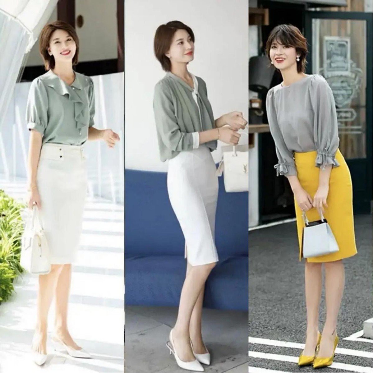 |这才是职场女人该有的打扮,“衬衫+半裙”,轻松告别呆板路人感