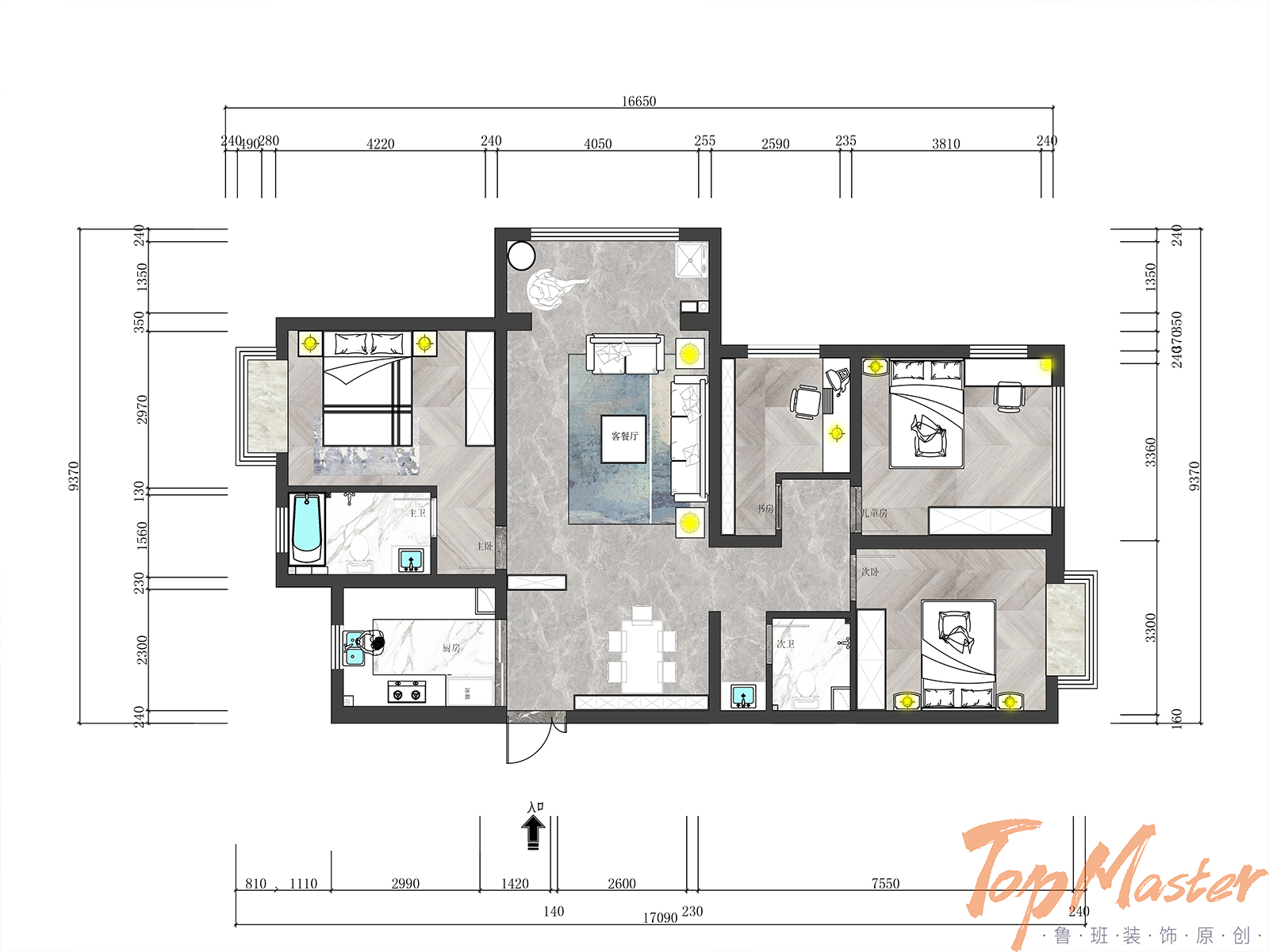 【鲁班装饰】绿地东海岸140㎡现代风格,极度简练