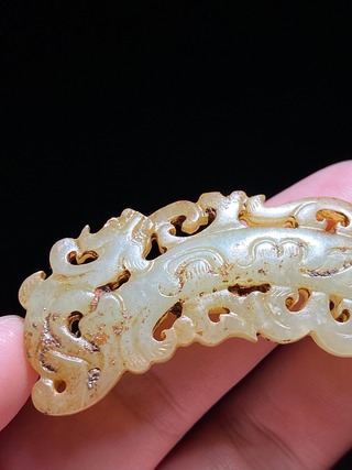 电子商务|明以前 和田玉籽料 白玉 螭龙珮 璜形玉珮