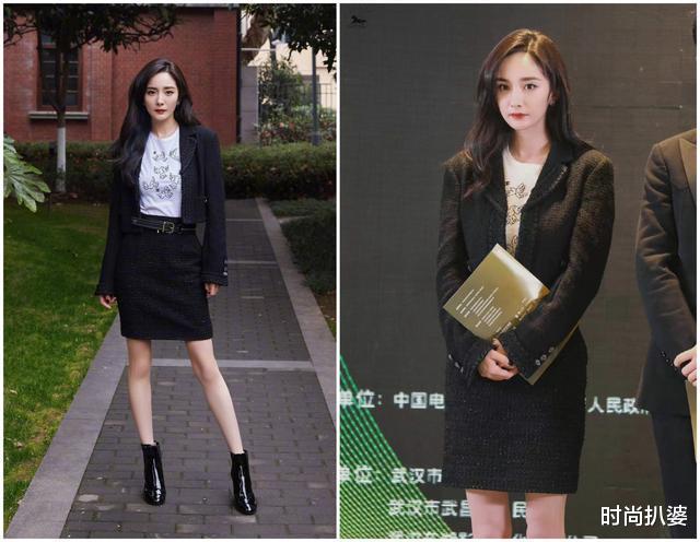 高定|杨幂宋茜香奈儿套装利落！baby穿羽毛ES高定，网友却说撑不起来？