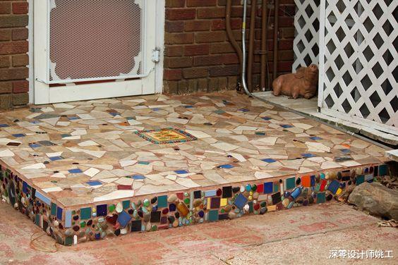 |碎瓷砖还能这么用,翻新桌面、装点院墙,自成一道美丽的风景线