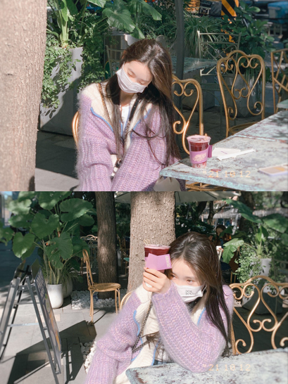 Lady变美日记 张艺凡穿紫色好少女,紫色花边针织衫穿出甜美感,让人忍不住心动
