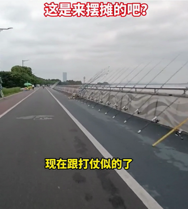 摆摊|浙江男子想钓鱼,发现桥上摆了一排鱼竿:是来摆摊的吧?