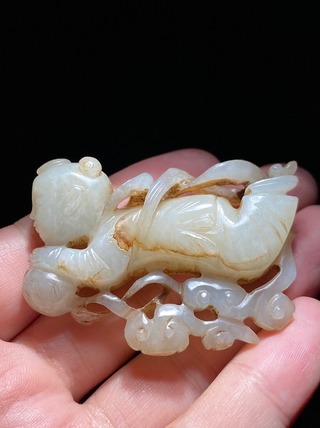 和田玉籽料|明 和田玉籽料 白玉 玉飞天 飞天童子