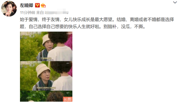 山海情|44岁左小青官宣离婚，与大20岁富豪结婚10年育一女，和平分手独自带娃