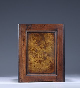 |黄花梨镶金丝楠樱木·四方笔筒