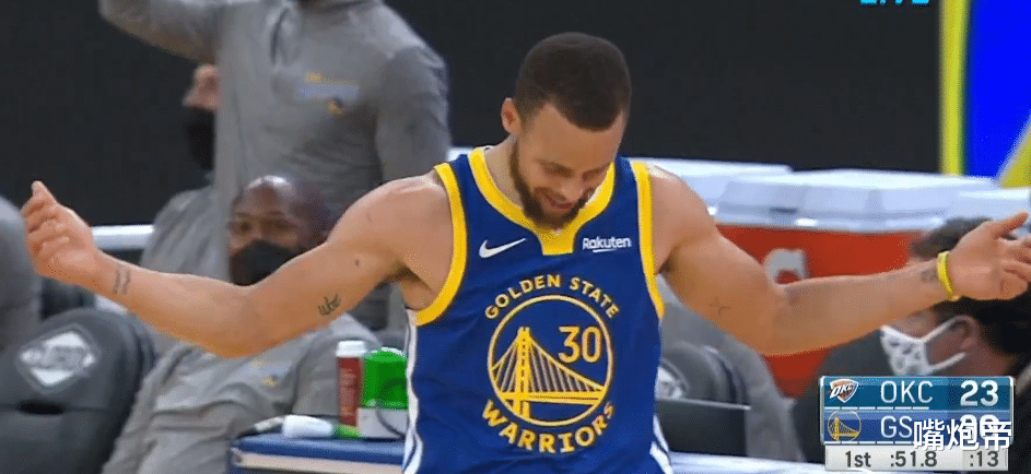 斯蒂芬·库里|雷霆十人25分！库里单节24分+连轰10分，比尔放弃吧，得分王水太深