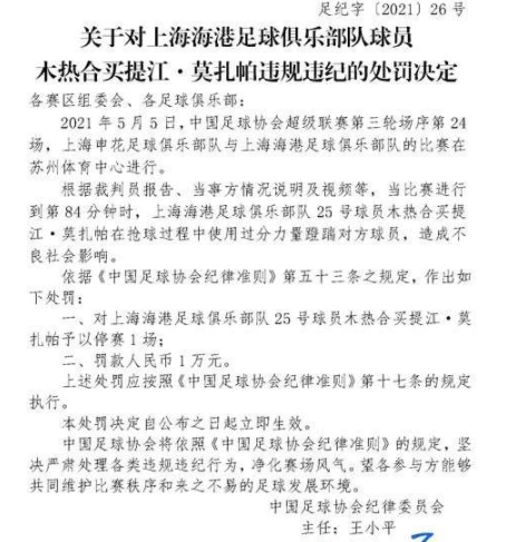 上海上港|足協(xié)連開4張罰單：上港國腳被停賽+罰款，津門虎慘遭連罰3次