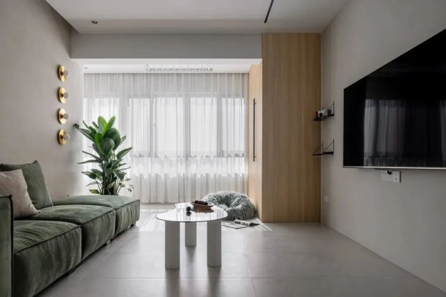 117㎡北欧风,森系外观+奶油质感,牛油果绿背景墙太耐看!