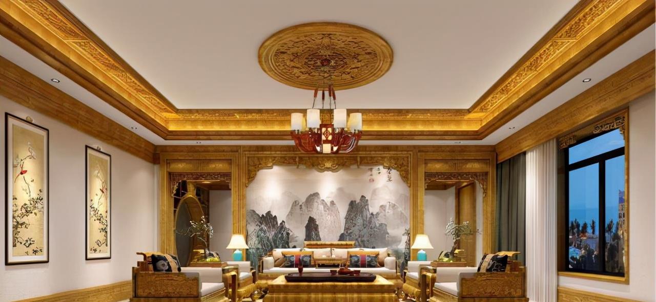 坚持红木风的别墅装修，原以为呆板，入户后，我才明白何为豪宅