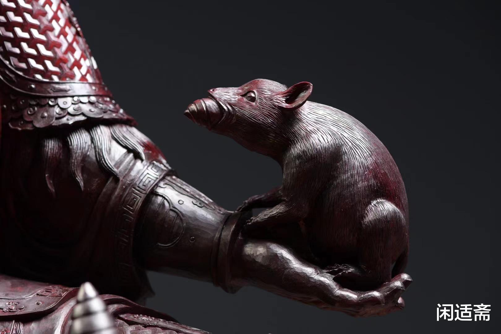 小叶紫檀|仙作佛像木雕珍赏,巨材小叶紫檀雕刻,北方多闻天王