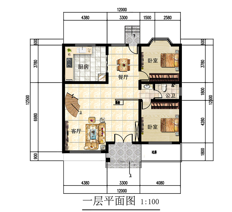 占地150方简欧住宅,挑空客厅震撼大气