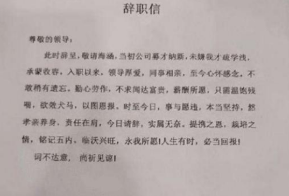 00后|00后奇葩辞职理由，老板无奈签字，网友：这是谁的部将