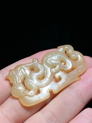 玉佩|明以前 和田玉籽料 白玉 螭龙纹 玉佩 挂件