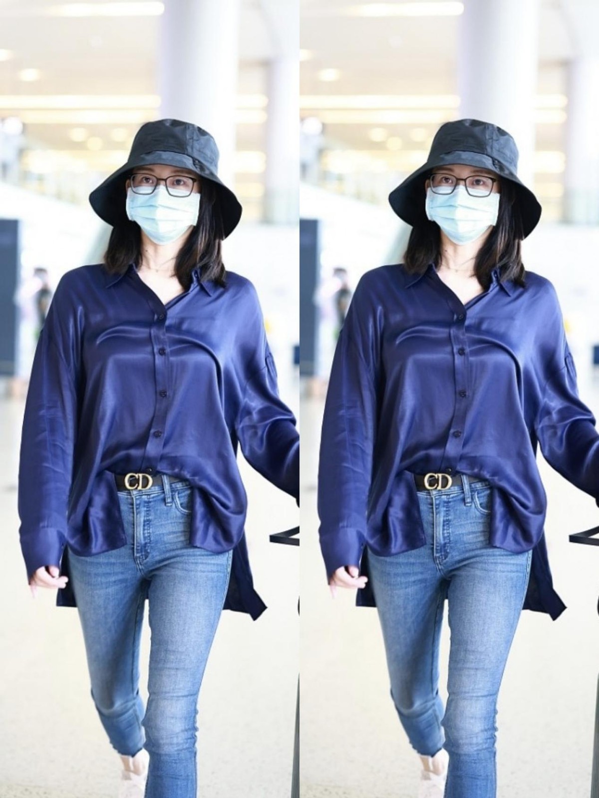 苗苗|郑恺妻子苗苗私下穿得挺舒服，缎面衬衫看着像“睡衣”，但挺时髦