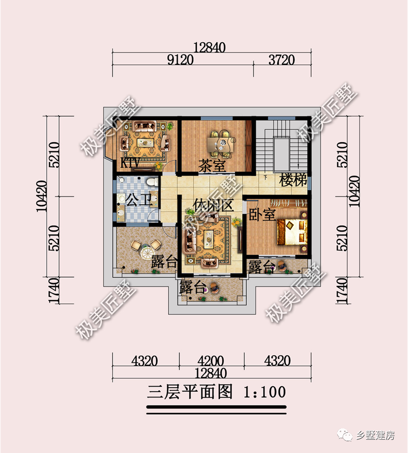|12.84X10.42米的欧式大宅，建成村里人人夸