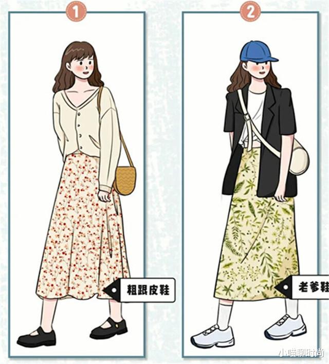 小喵聊时尚|T恤下面不一定要配裤子,今年流行“T恤+半长裙”,气质又高级