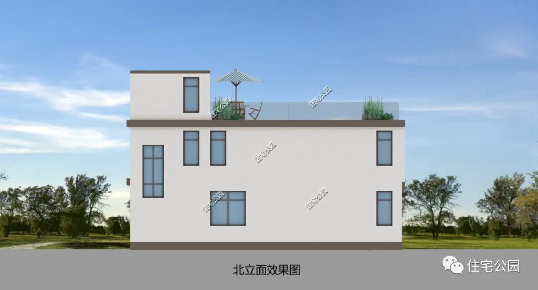 |宽敞内院，上人屋顶，双厨房，10×15米现代别墅，可供两家人居住