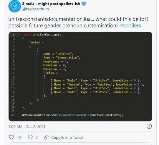 光与夜之恋|《魔兽世界》或将添加性别自定义功能 对LGBTQ友好信号